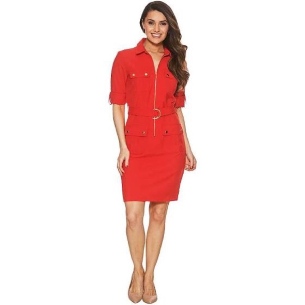 NWT Sharagano Roll Tab Sleeve Short Shirtdress